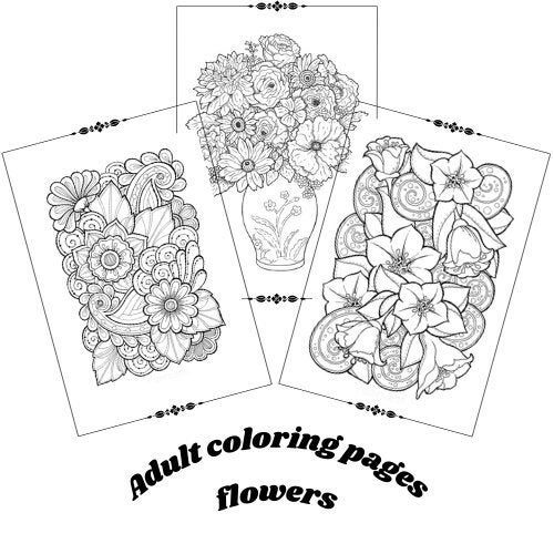 Adult Coloring Pages Flowers - Etsy