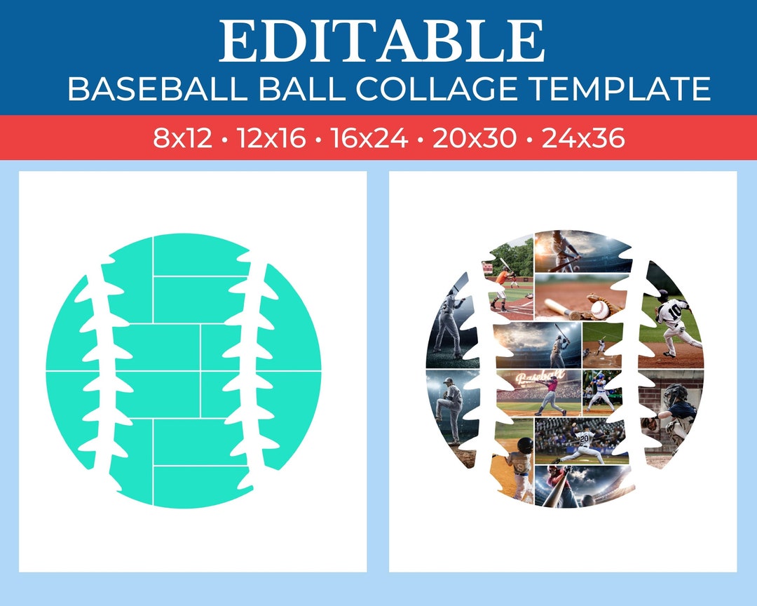 PRINTABLE Baseball Collage Frame | Baseball Picture Template | Baseball ...
