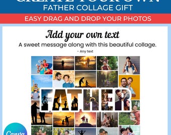 Father Gift Collage Template | Editable Collage for Father Fans Gifts | Collage for Father Team | Canva Custom Father Collage