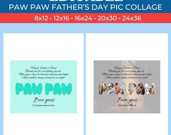 Collage de fotos personalizado para el Día del Padre con el tema Paw Paw - Collage de fotos personalizado / Collage de Canva / Plantilla de Canva / Arrastrar y soltar fotos en Canva