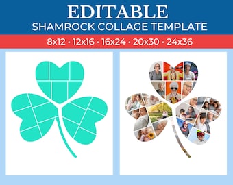 Picture Collage Shamrock Template | GridArt | Image Collage | Pic Stitch | Photo Collage Frame | Photo Grid