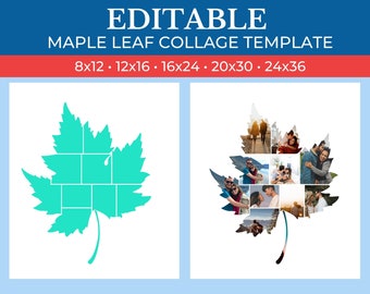 Picture Collage Maple Leaf Template | GridArt | Image Collage | Pic Stitch | Photo Collage Frame | Photo Grid