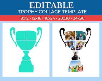 Picture Collage Trophy Template | GridArt Canva | Image Collage | Pic Stitch | Trophy Collage Template
