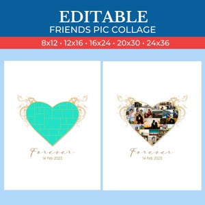Customize Golden Hearts Picture Collage - Personalized Photo Collage | Canva Collage | Drag and Drop Photos in Canva