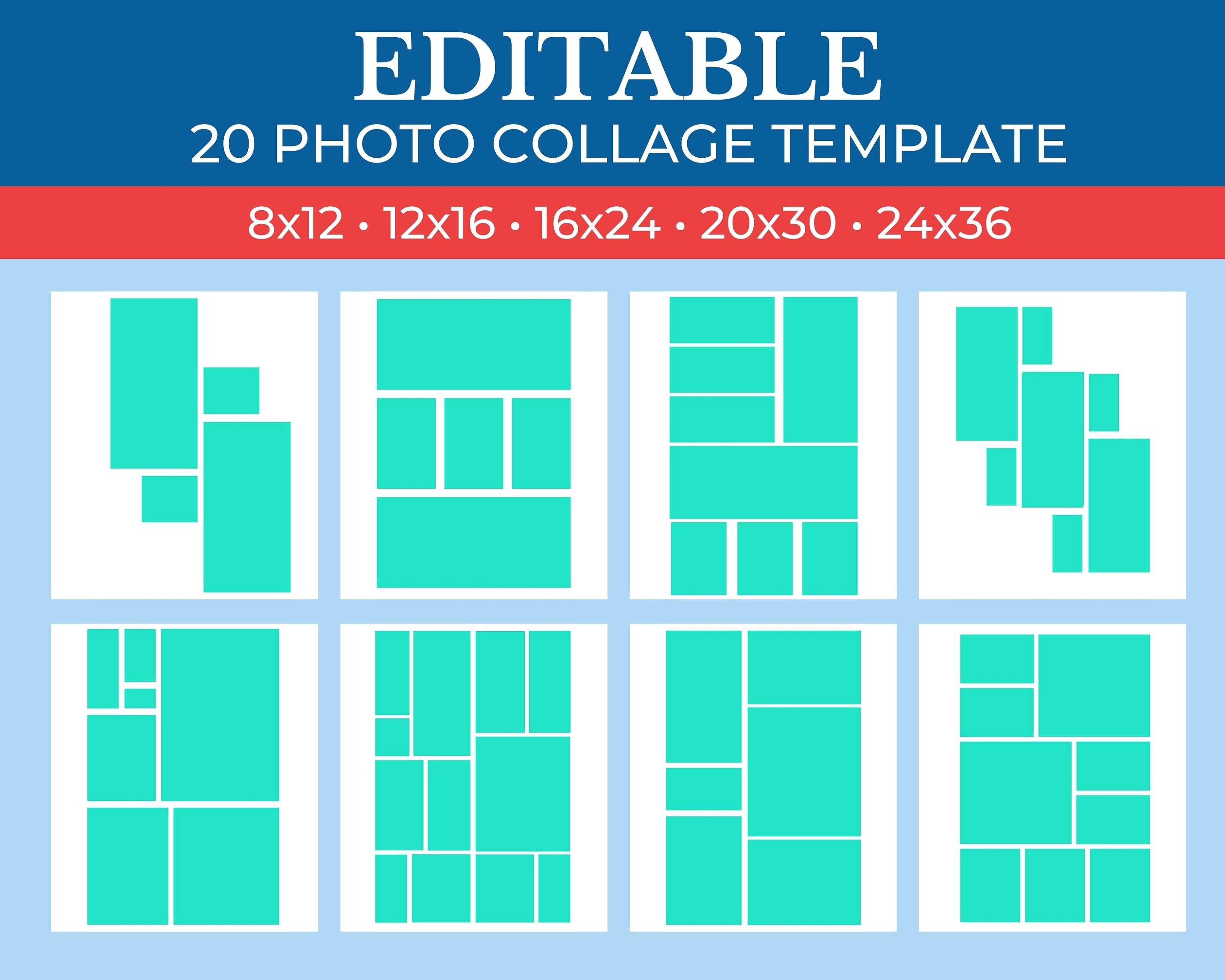 Un Collage Picture Collage 20 Multiple Template | Gridart Canva | Image Collage ...