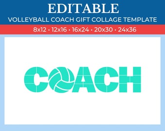 Picture Collage Coach Name Template | Volleyball Coach | GridArt Canva | Image Collage | Pic Stitch | Coach Name Collage Template