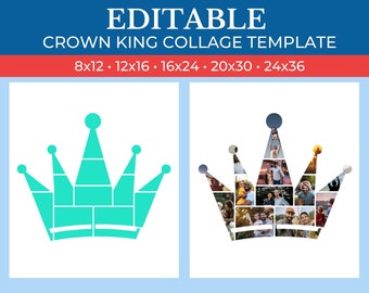 Picture Collage Crown King Template | GridArt Canva | Image Collage | Pic Stitch | Crown King Collage Template