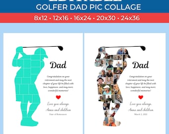 Custom Golfer Dad Picture Collage - Personalized Photo Collage | Canva Collage | Canva Template | Drag and Drop Photos in Canva