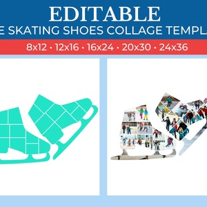 Collage gift template in the shape of a Ice Skating Shoes grid art