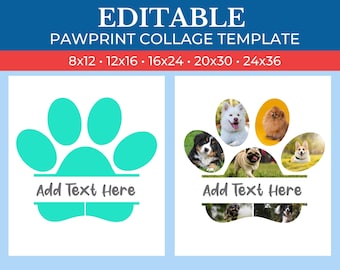 PRINTABLE   Paw Print Gift Collage Template | Collage for Dog Lovers | Canva Custom Paw Print Collage