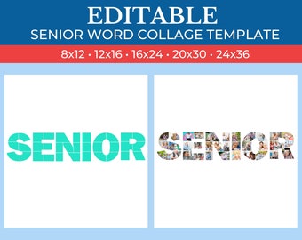 Picture Collage Senior Word Template | GridArt Canva | Image Collage | Pic Stitch | Senior Word Collage Template