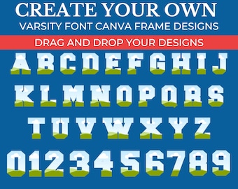 Varsity Font Canva Collage Frames | Varsity Font Frames | GridArt Canva | Image Collage | Sports Font
