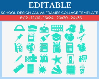 Picture Collage School Design Template | GridArt Canva | Pic Stitch | School Design Collage Template | Gift Idea | Gift For Teacher