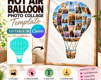 Picture Collage Hot Air Balloon Template | GridArt | Image Collage | Pic Stitch | Photo Collage Frame