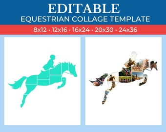 Picture Collage Equestrian Template | GridArt Canva | Image Collage | Pic Stitch | Equestrian Collage Template | Horse Collage Gift