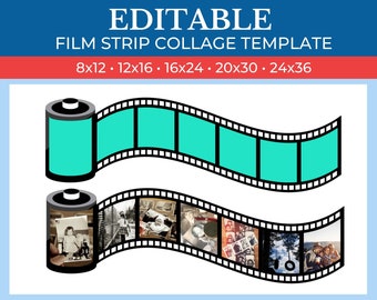 DRUCKBARE Filmstreifen Geschenk Collage Vorlage | Collage für Filmstreifen Team | Canva Custom Filmstreifen Collage