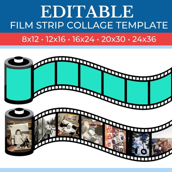 PRINTABLE   Film Strip Gift Collage Template | Collage for Film Strip Team | Canva Custom Film Strip Collage
