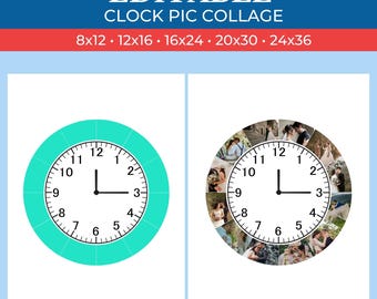 Custom Clock Picture Collage - Personalized Photo Collage | Canva Collage | Canva Template | Drag and Drop Photos in Canva