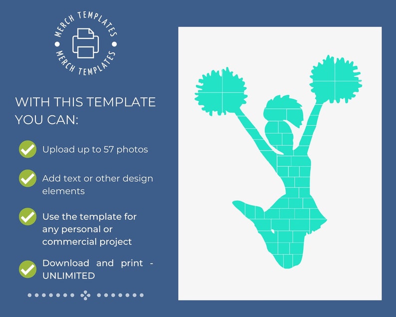 Printable Cheerleading Gift Collage Template | Editable Collage for ...