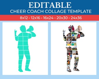 Cheer Megaphone Collage Template | GridArt Canva | Image Collage | Pic Stitch | Megaphone  Collage Template for Cheerleaders