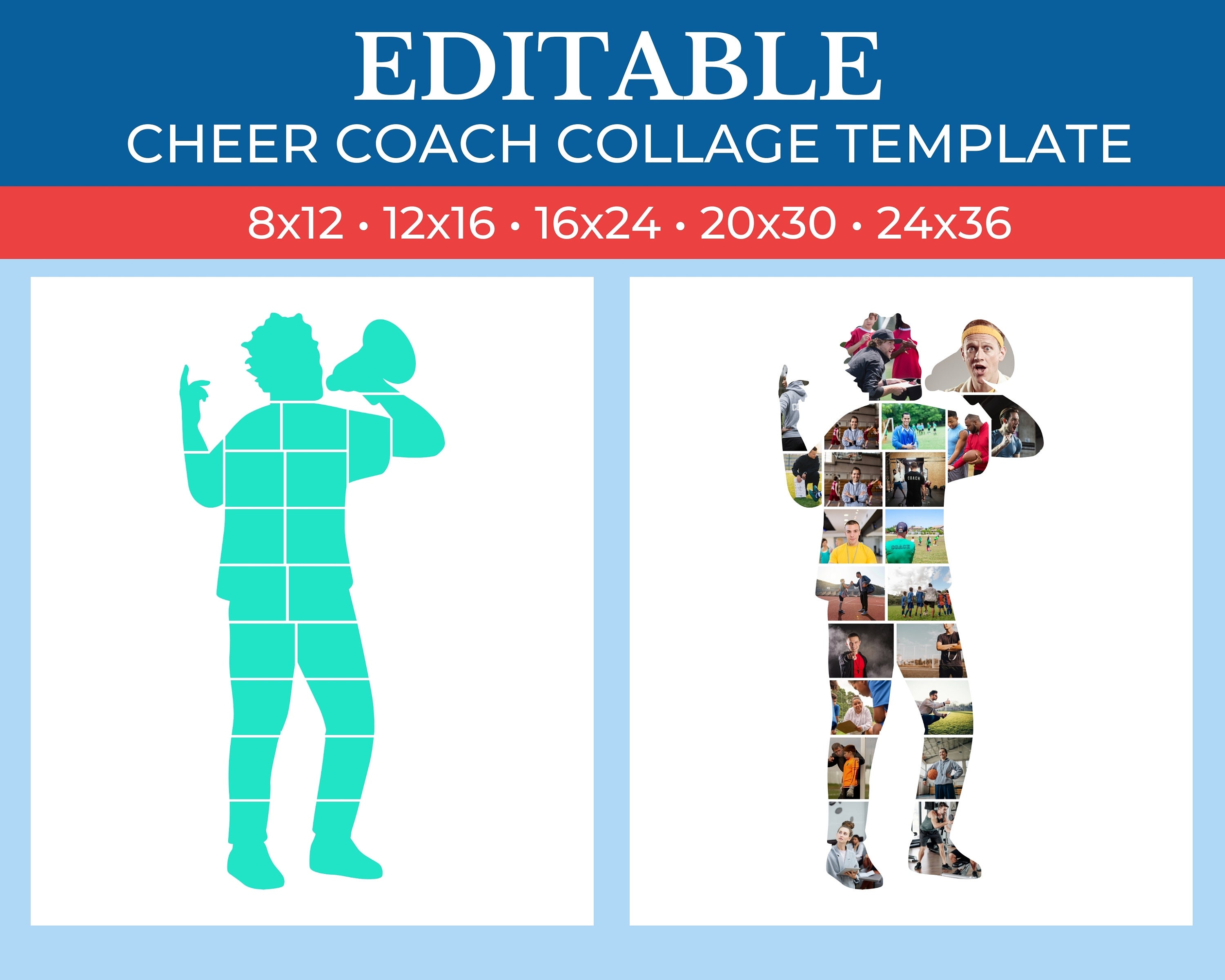 Cheer Megaphone Collage Template Gridart Canva Image Collage Pic