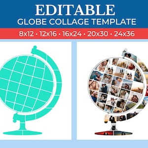 Picture Collage Globe Template | GridArt Canva | Image Collage | Pic Stitch | Globe Collage Template