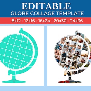 Collage gift template in the shape of a Globe grid art