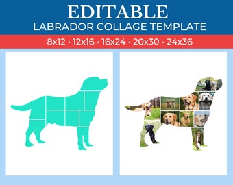 DRUCKBARE Labrador Geschenk Collage Vorlage | Bearbeitbare Collage für Labrador Fans Geschenke | Canva Custom Labrador Collage