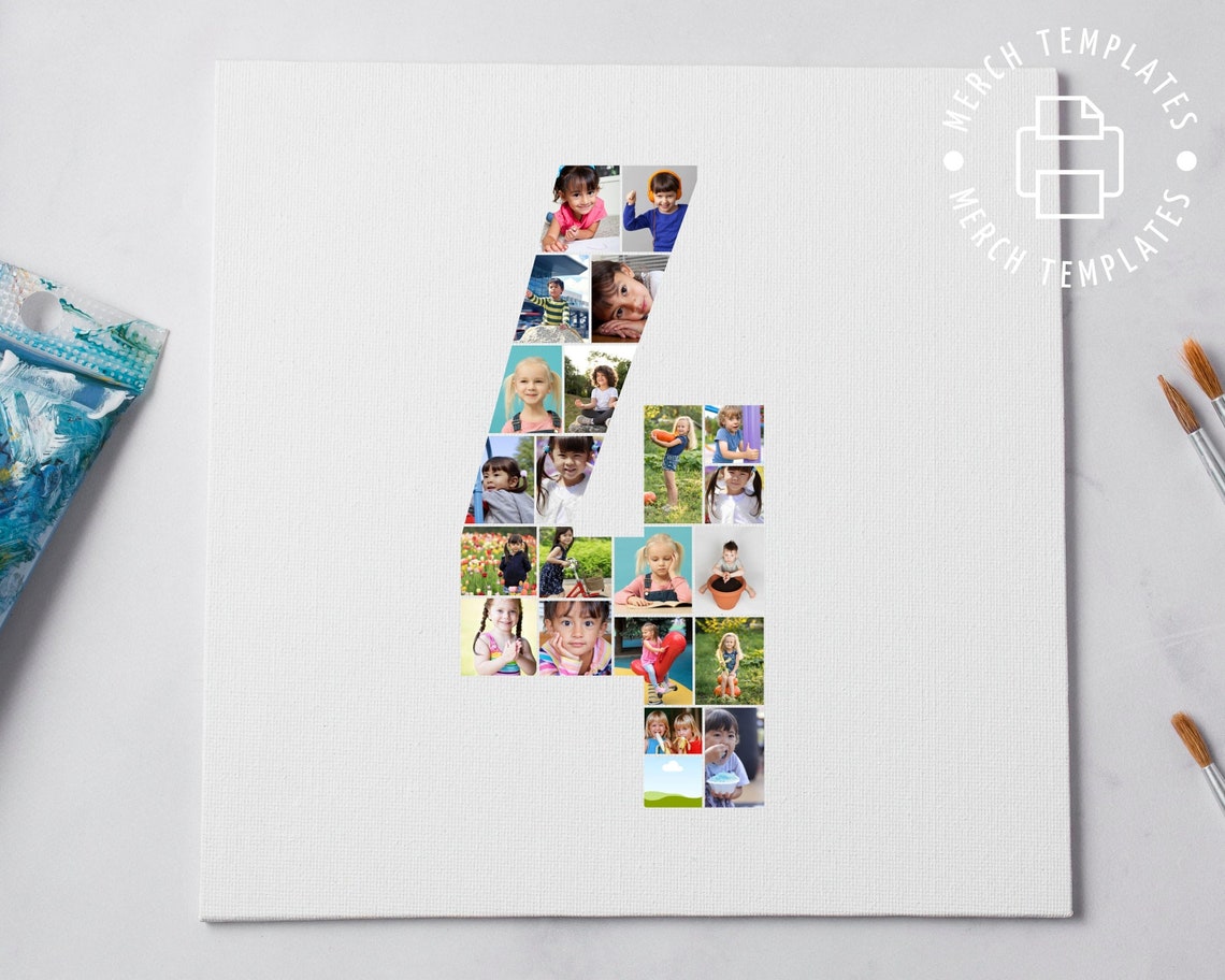 4th Number Collage Frame | 4 Collage Frame Canva Editable | 4th ...