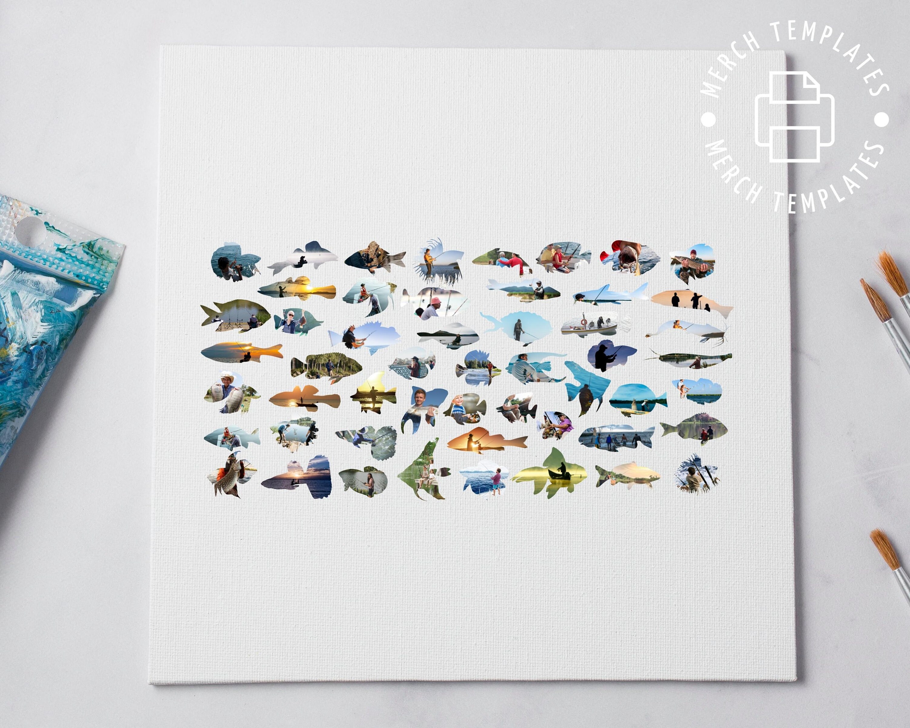 Fish Frame/slide Picture Collage Fish Frames Template | Gridart Canva | Image Collage ...