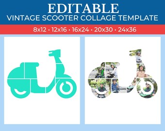 Rider Vintage Scooter Template | GridArt | Image Collage | Pic Stitch | Photo Collage Frame | Photo Grid