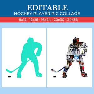 Custom Hockey Player Picture Collage - Personalized Photo Collage | Canva Collage | Canva Template | Drag and Drop Photos in Canva