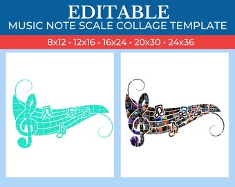 Picture Collage Music Note Scale Template | GridArt Canva | Image Collage | Pic Stitch | Music Note Scale Collage Template