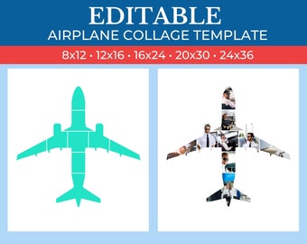 Plantilla de collage de regalo de avión IMPRIMIBLE / Collage para el equipo de tripulación de avión / Collage de avión personalizado de Canva