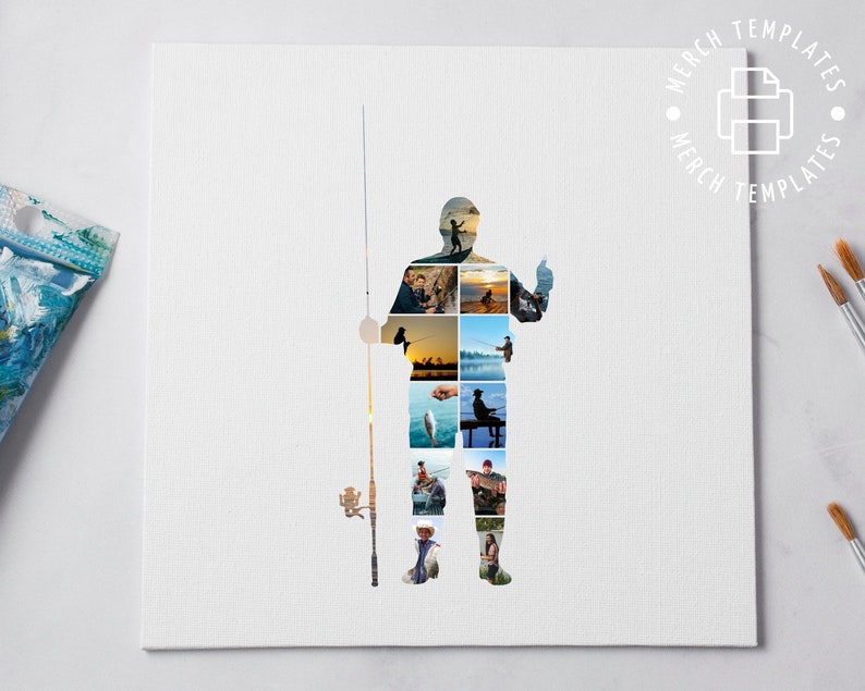 customize collage in a Fishing shape canva