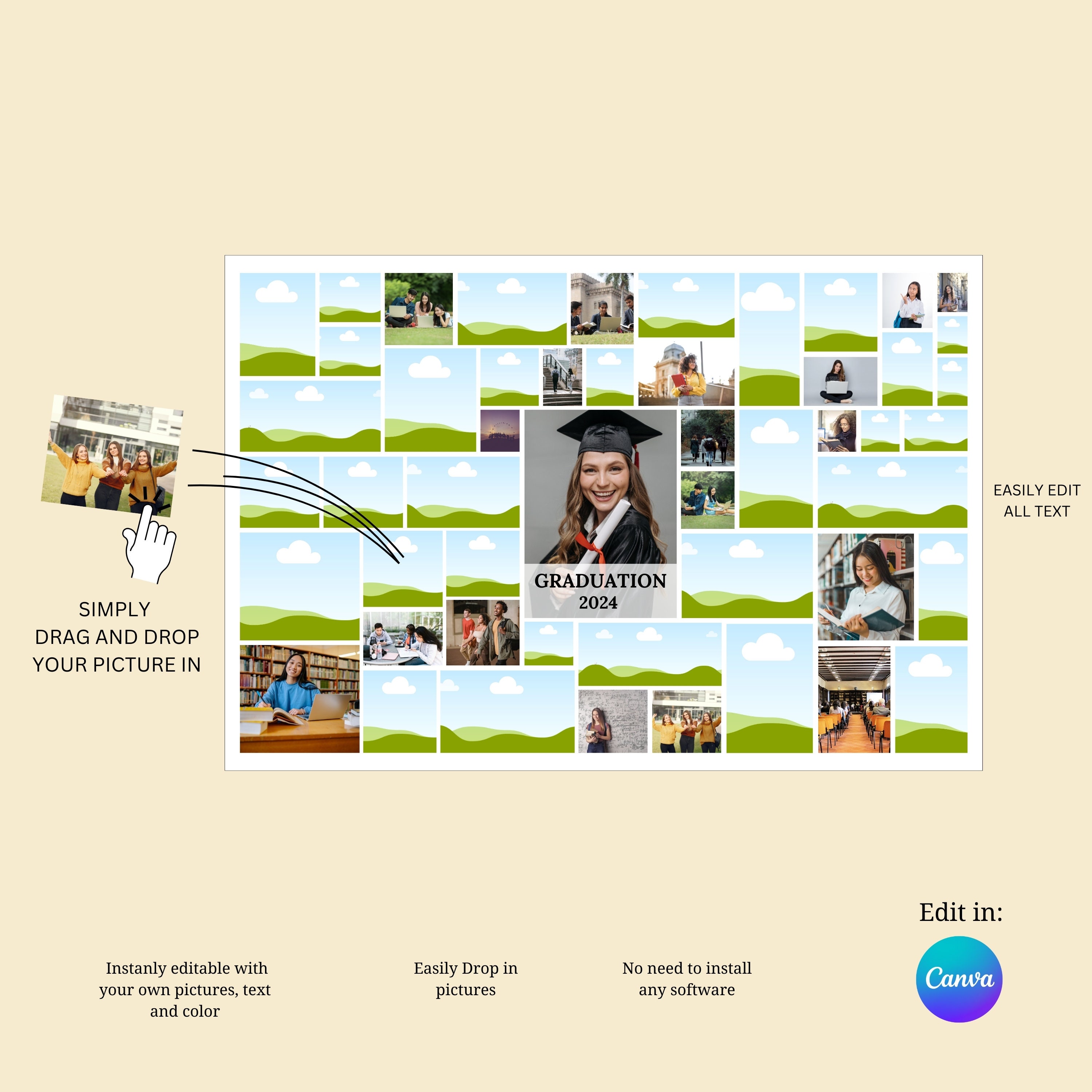Graduation Collage Examples Graduation Collage Template - Editable 50 Photos - Collage Canva ...