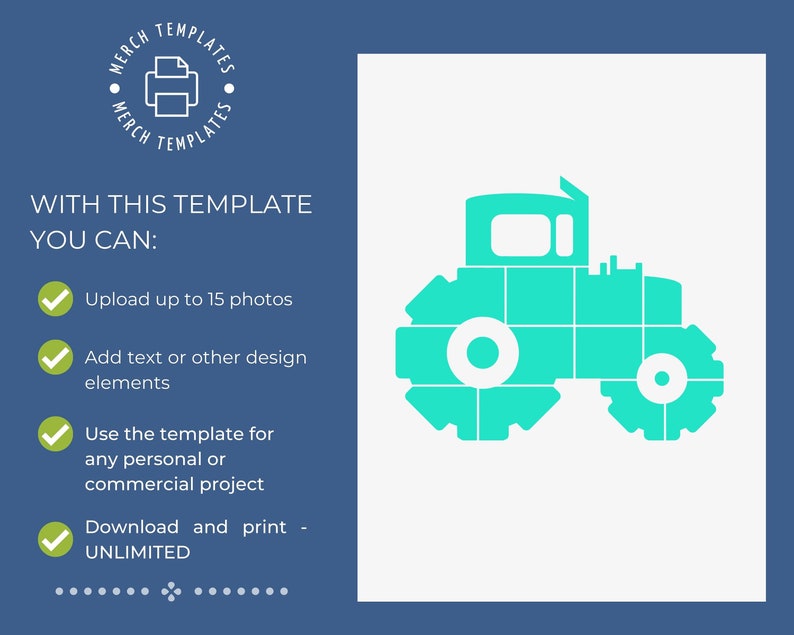 Tractor collage frame for photos canva