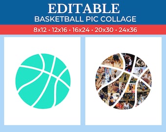 PRINTABLE EDITABLE Basketball Picture Frame | Basketball Picture Template | Basketball Picture Collage | Basketball Picture Collage Canva