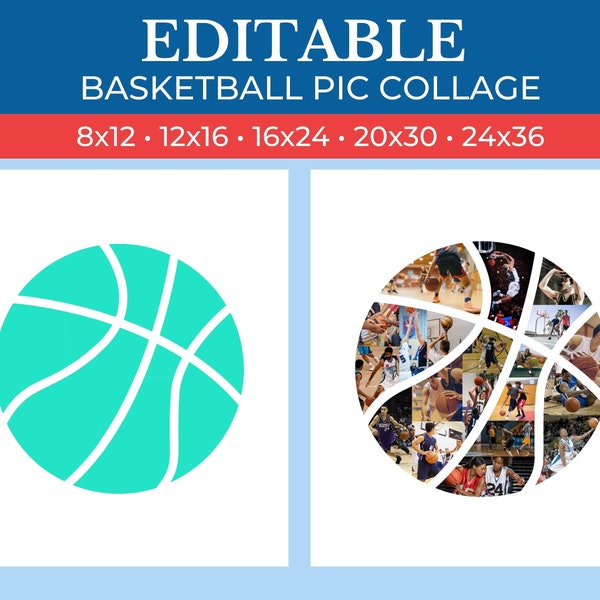 PRINTABLE EDITABLE Basketball Picture Frame | Basketball Picture Template | Basketball Picture Collage | Basketball Picture Collage Canva