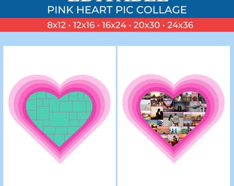 Customize Pink Heart Picture Collage - Personalized Photo Collage | Canva Collage | Drag and Drop Photos in Canva