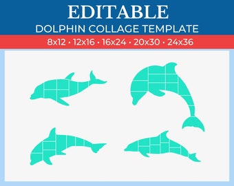 Picture Collage Dolphin Template | GridArt Canva | Image Collage | Pic Stitch | Dolphin Collage Template