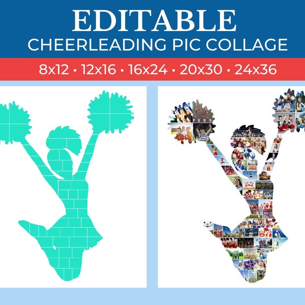 Printable Cheerleading Gift Collage Template | Editable Collage for Cheerleading Gifts | Collage for Cheerleading Team