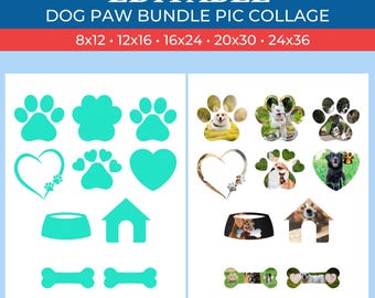 Collage de fotos personalizado con huellas de perro: collage de fotos personalizado / collage de Canva / arrastrar y soltar fotos en Canva