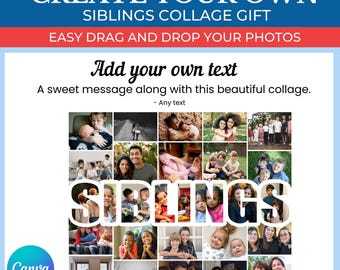Siblings Gift Collage Template | Editable Collage for Siblings Fans Gifts | Collage for Siblings Team | Canva Custom Siblings Collage