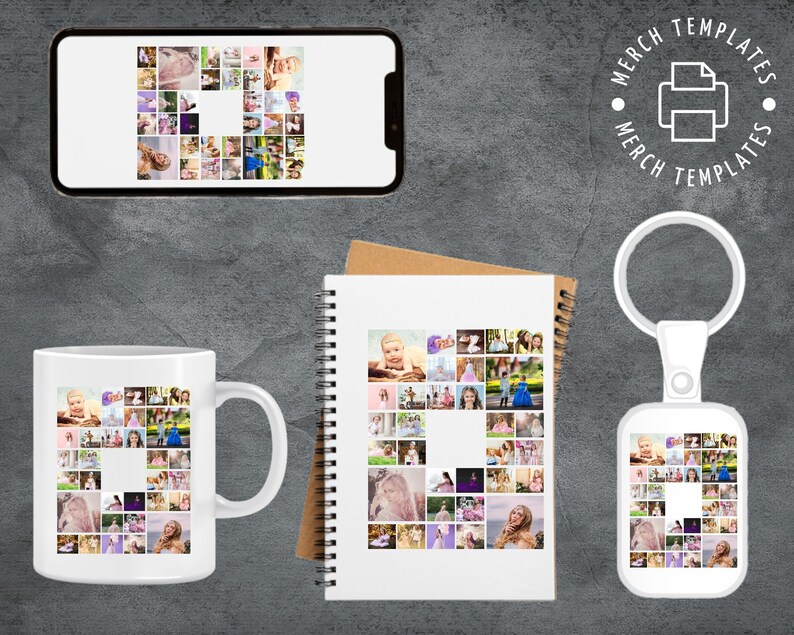 PRINTABLE 32 Number Collage Frame 32 Collage Frame Canva Editable