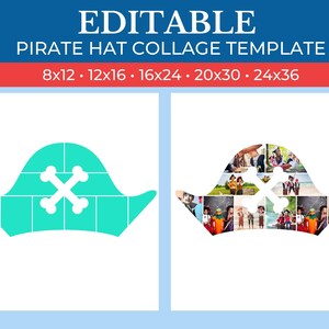 Modelo de chapéu de pirata de colagem de imagens | GradeArt Canva | Colagem de imagens | Ponto de foto | Modelo de colagem de chapéu de pirata