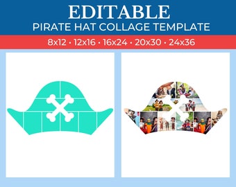 Picture Collage Pirate hat Template | GridArt Canva | Image Collage | Pic Stitch | Pirate hat Collage Template