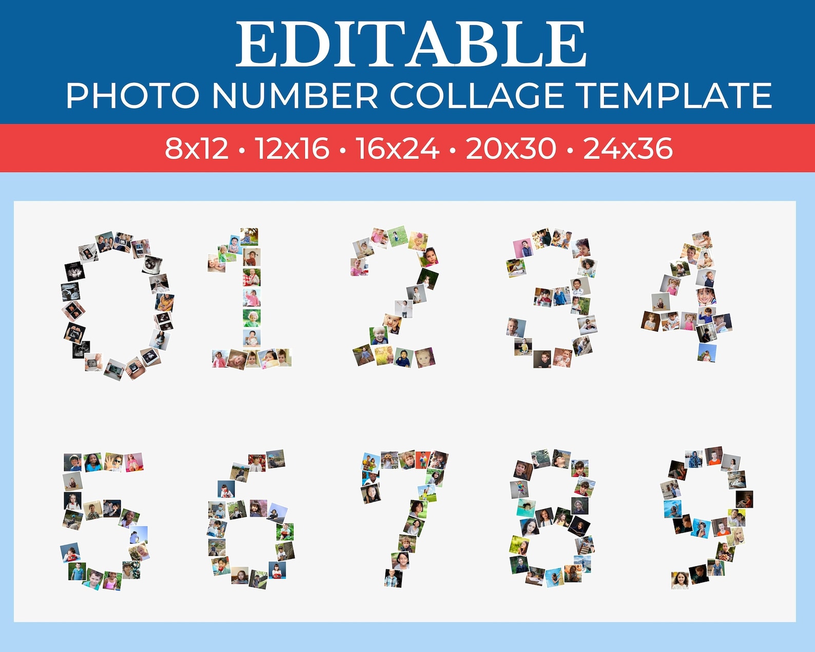 Picture Collage Photo Number Template | Gridart Canva | Image Collage ...