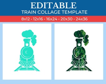 Picture Collage Train Template | GridArt Canva | Image Collage | Pic Stitch | Train Collage Template