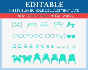 Picture Collage Messy Bun Design Template | GridArt Canva | Image Collage | Pic Stitch | Messy Bun Design Collage Template | Messy Bun SVG